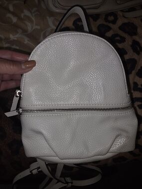 Steve Madden White Pebbled Leather Mini Backpack